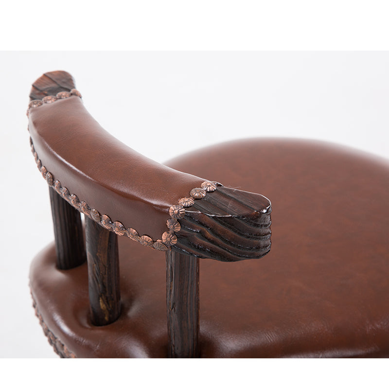 Bar Chair Bar Stool with Rivet Trim or Animal Print Fabric Cushion Short Backrest Solid Beech Wood Legs Multifunctional Fixed Height Bar Stool for Home Bar Kitchen Island Pub Living Room Home Decor
