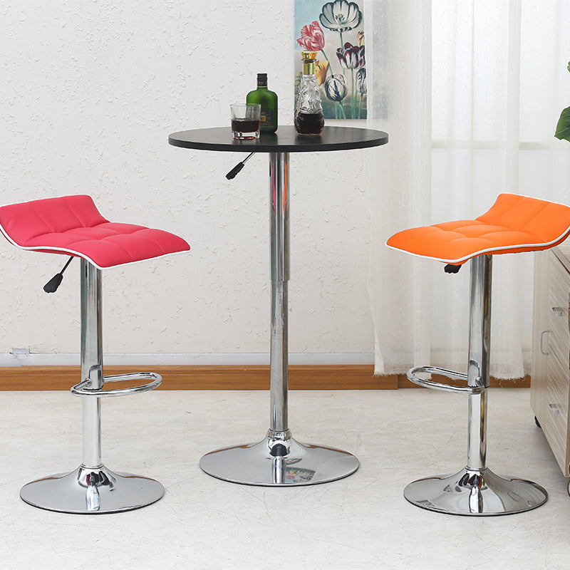 Bar Chair Bar Stool Adjustable Height Swivel Bar Stool with Grid Stitched PU Leather Cushion Chrome Metal Base Multifunctional Modern Bar Stool for Home Bar Kitchen Island Pub Living Room Home Decor