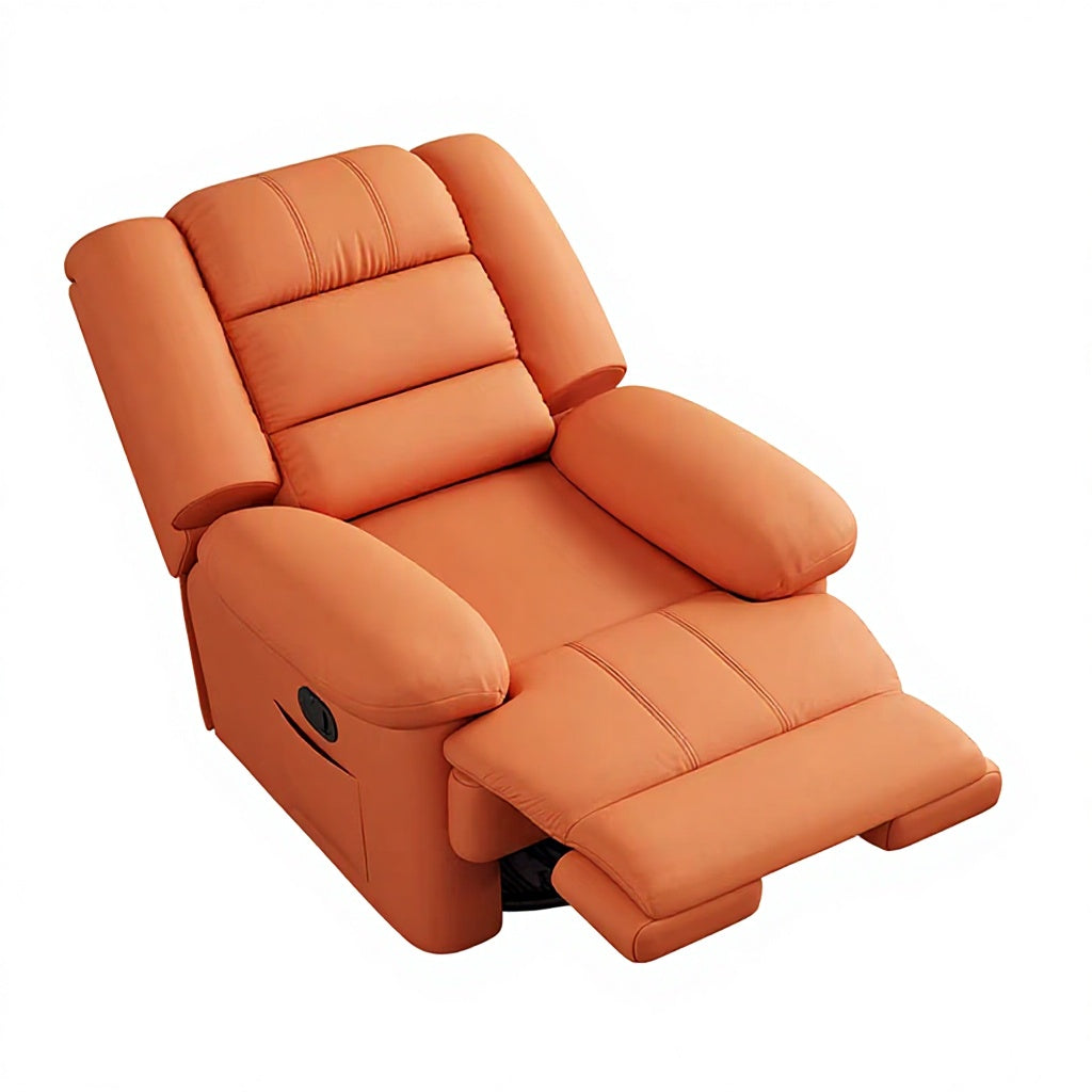 PU Leather Manual Recliner Chair Single Seater Functional Sofa Living Room Lounge Chair with Side Pocket Adjustable Home Theater Seating