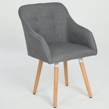 Casual Tufted Dining Chair Plaid/Print Fabric Button Detail & Wooden Legs for Cozy Spaces