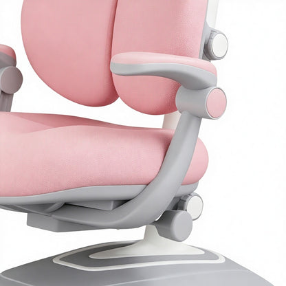 Adjustable Kids Study Chair Ergonomic Children Desk Chair with Double Backrest Footrest and Caster Wheels for Boys Girls Teens Home School Use