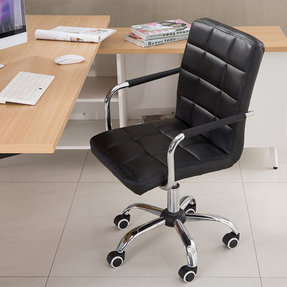 Mid-Back Office Chair Quilted Ergonomic Desk Chair with PU Leather/Fabric 360° Swivel & Height Adjustment Multi-Color Stylish Chair for Home Office & Creative Spaces