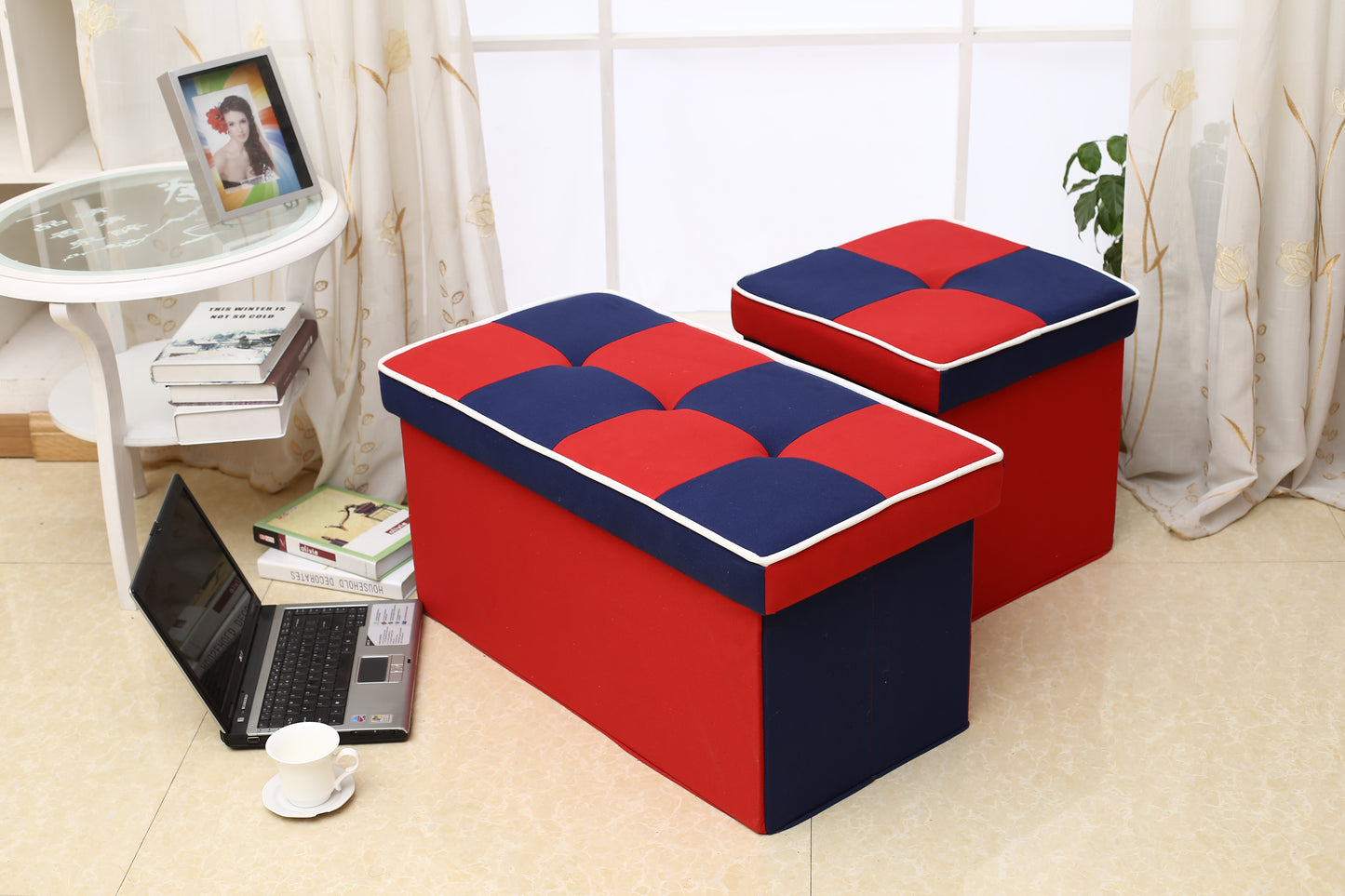 Folding Storage Ottoman Bench Footrest Shoe Changing Stool Velvet Upholstered Footstool with Lift Top Lid for Living Room Bedroom Entryway