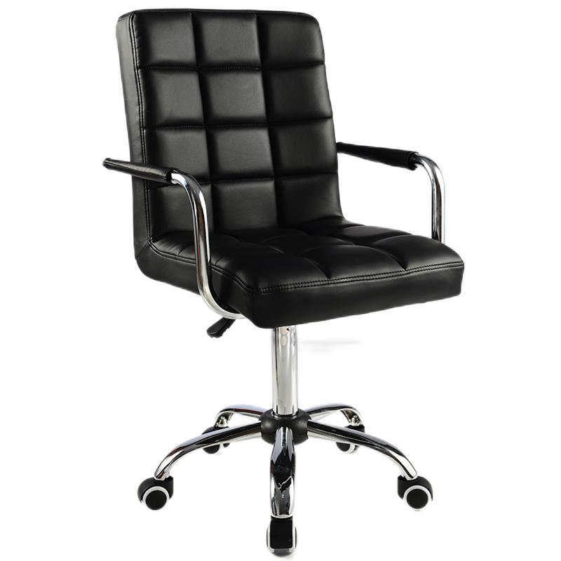 Bar Chair Bar Stool with Grid Quilted Cushion PU Leather Upholstered Chrome Metal Armrests and Casters Multifunctional Adjustable Height Swivel Stool for Home Bar Kitchen Island Pub Living Room Home Decor