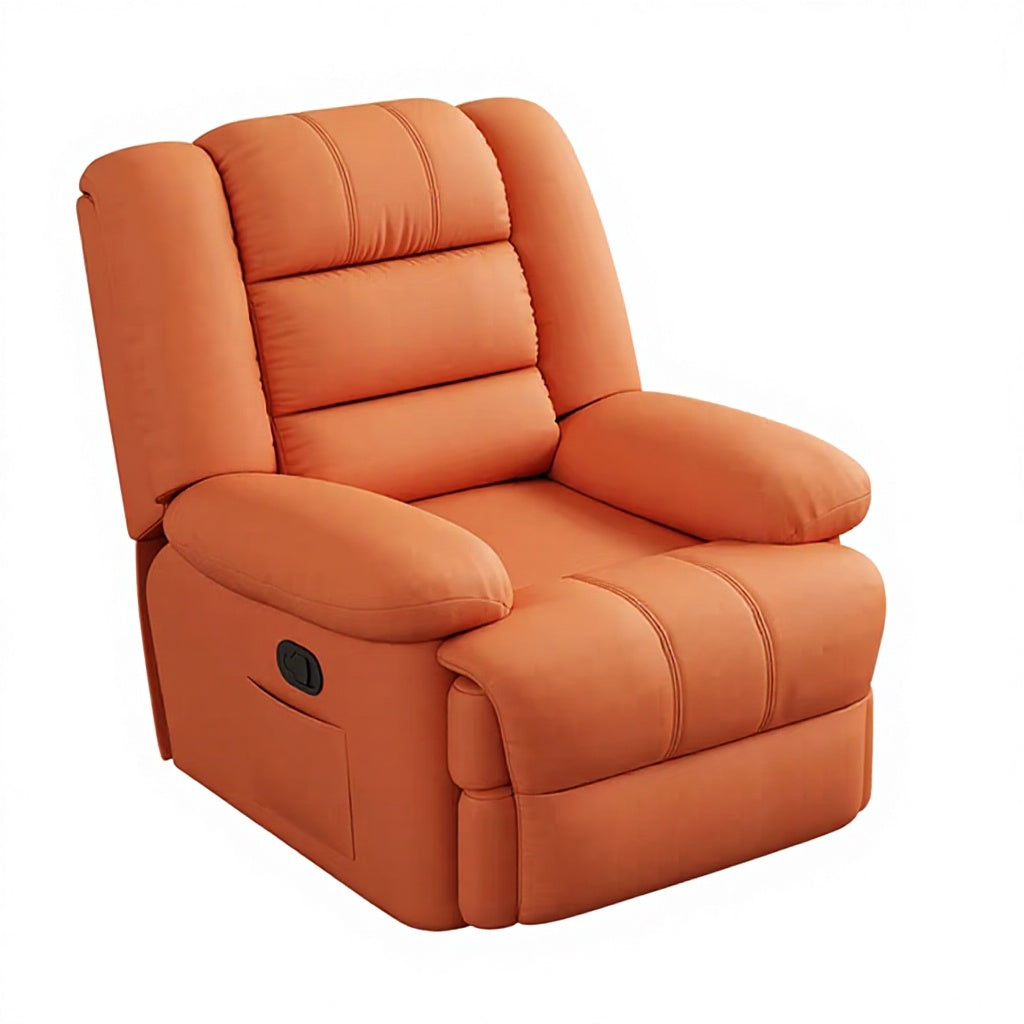 PU Leather Manual Recliner Chair Single Seater Functional Sofa Living Room Lounge Chair with Side Pocket Adjustable Home Theater Seating