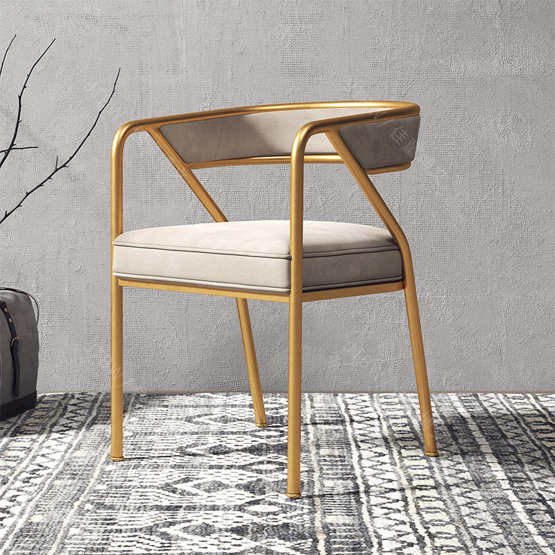 Light Luxury Velvet Dining Chair Gold Metal Frame Geometric Design & Plush Upholstery