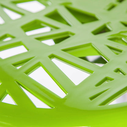 Adjustable Height Hollow-Out Plastic Bar Stool Geometric Cutout Design Bright Multi-Hue & Chrome Disc Base