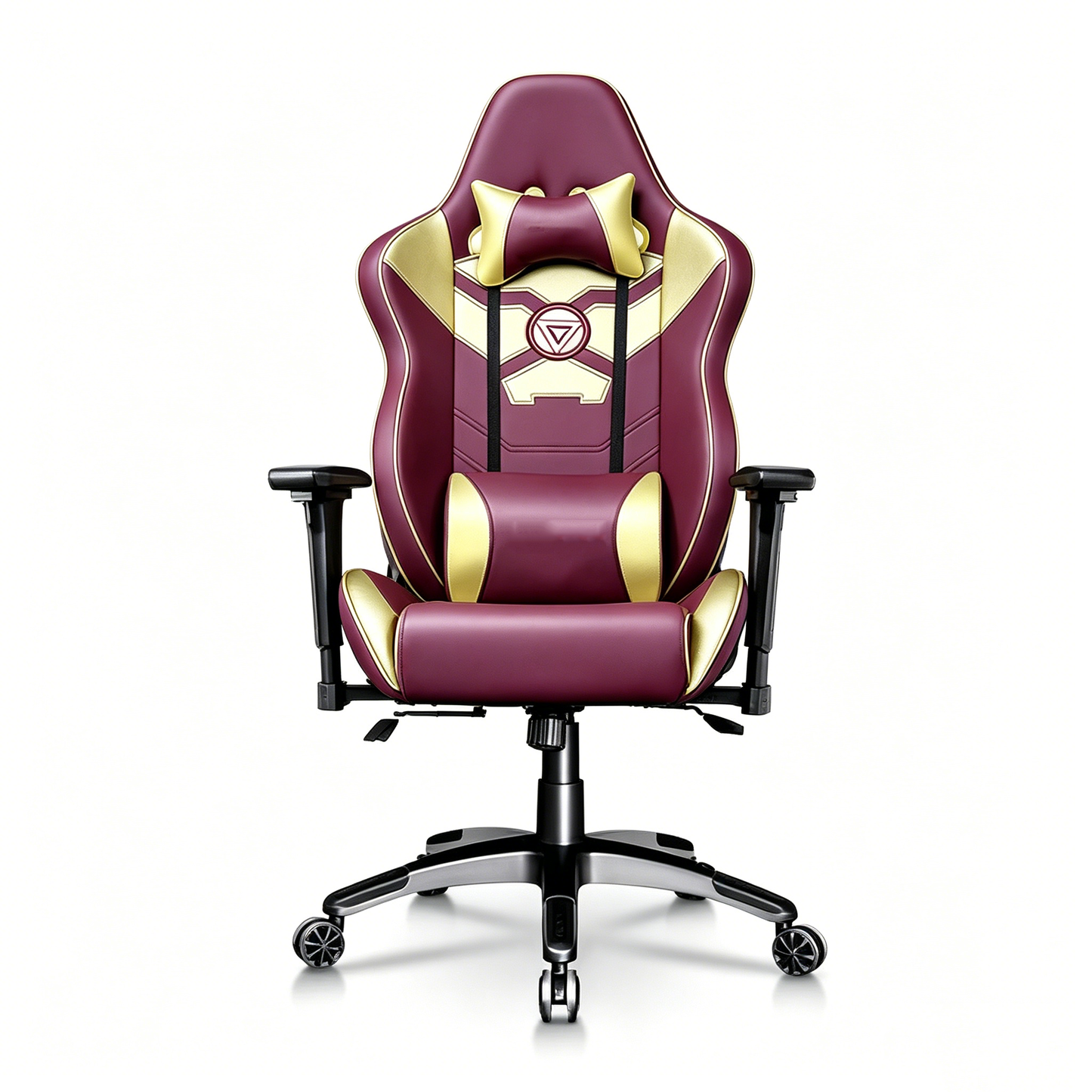 Iron Man Themed Ergonomic Gaming Chair High Back PU Leather Racing Style Computer Chair with Adjustable Headrest Lumbar Pillow and 4D Armrests