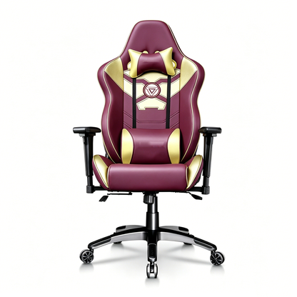 Iron Man Themed Ergonomic Gaming Chair High Back PU Leather Racing Style Computer Chair with Adjustable Headrest Lumbar Pillow and 4D Armrests