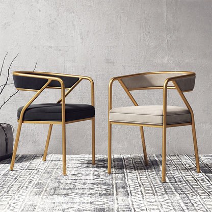 Light Luxury Velvet Dining Chair Gold Metal Frame Geometric Design & Plush Upholstery