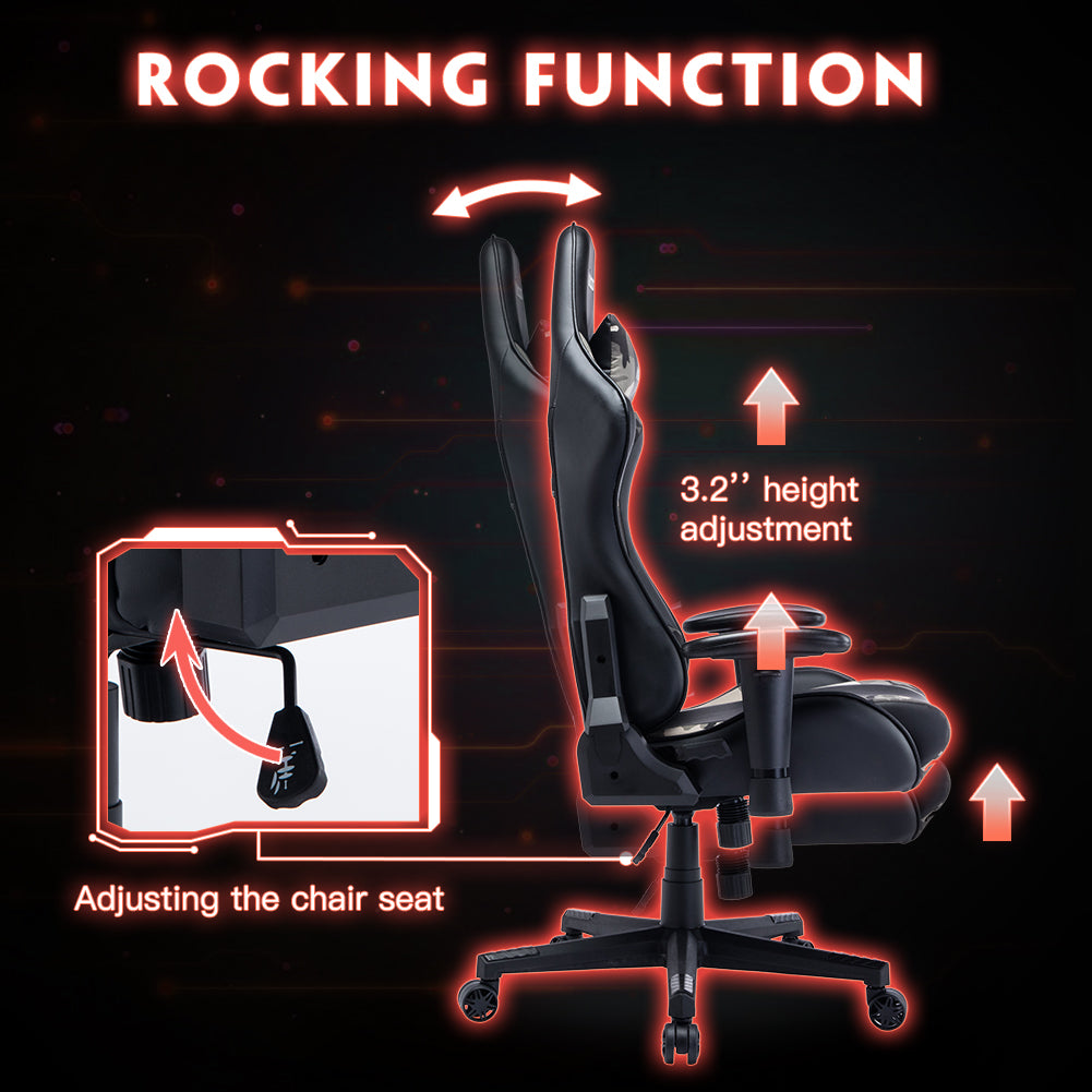 MUSSO ZERO Series Black-White Gaming Chair Headrest Adjustable Arms Sturdy Base Ergonomic Support for Extended Gaming & Office Work Sessions