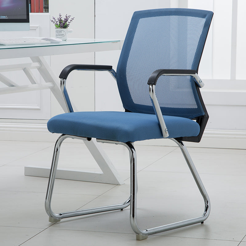 Mid-Back Mesh Conference Chair Ergonomic Visitor Chair with Breathable Mesh Chrome Steel Bow Base Multi-Color Office Chair for Meeting Rooms & Reception Areas