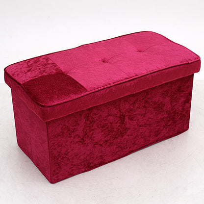 Folding Storage Ottoman Bench Footrest Shoe Changing Stool Velvet Upholstered Footstool with Lift Top Lid for Living Room Bedroom Entryway