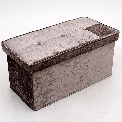 Folding Storage Ottoman Bench Footrest Shoe Changing Stool Velvet Upholstered Footstool with Lift Top Lid for Living Room Bedroom Entryway