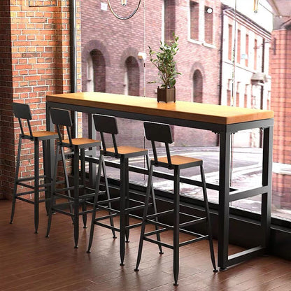 Bar Chair Bar Stool with Industrial A-Frame Legs Wood Seat Black Metal Base Stationary Stool for Home Bar Kitchen Island Pub Living Room Home Decor