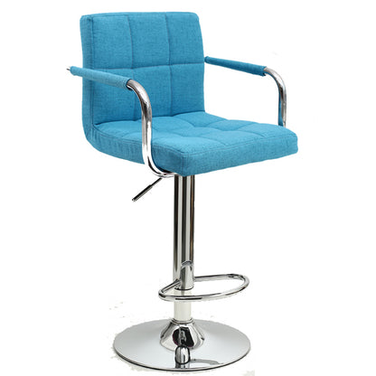 Bar Stool Adjustable Height Swivel Bar Chair with Armrests PU Leather Fabric Upholstered Counter Height Stool with Chrome Base and Footrest for Kitchen Island Pub and Home Bar