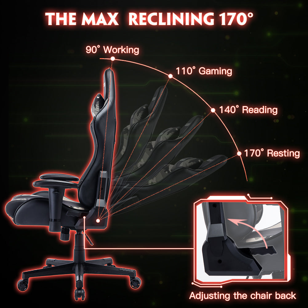 MUSSO ZERO Series Black-White Gaming Chair Headrest Adjustable Arms Sturdy Base Ergonomic Support for Extended Gaming & Office Work Sessions