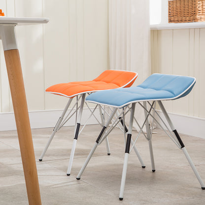 Bar Chair Bar Stool with Quilted Cushion PU Leather or Fabric Upholstered Geometric Metal Frame Fixed Height Bar Stool for Home Bar Kitchen Island Pub Living Room Home Decor