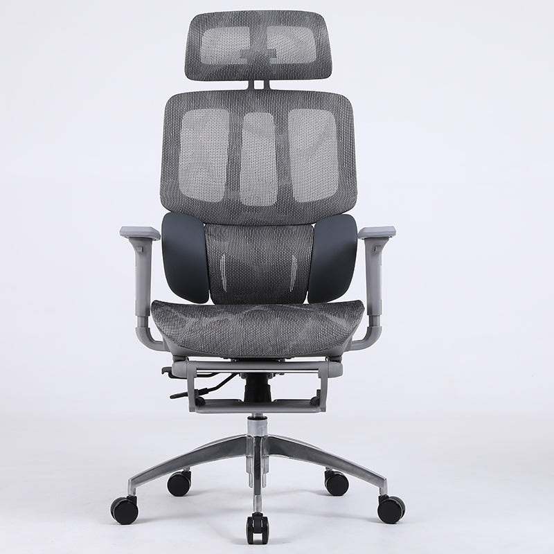 Ultimate Full Mesh Ergonomic Office Chair Adjustable Headrest & Lumbar Support Desk Chair with 4D Armrests & Footrest 160° Recline & 360° Swivel Gray High-End Chair for Home Office & Gaming