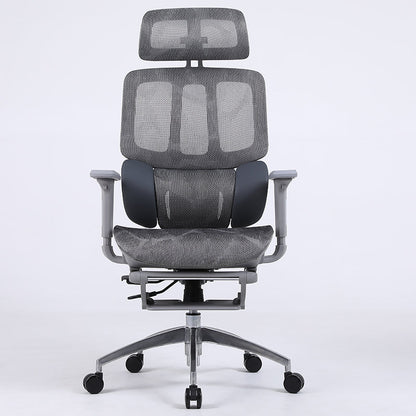 Ultimate Full Mesh Ergonomic Office Chair Adjustable Headrest & Lumbar Support Desk Chair with 4D Armrests & Footrest 160° Recline & 360° Swivel Gray High-End Chair for Home Office & Gaming