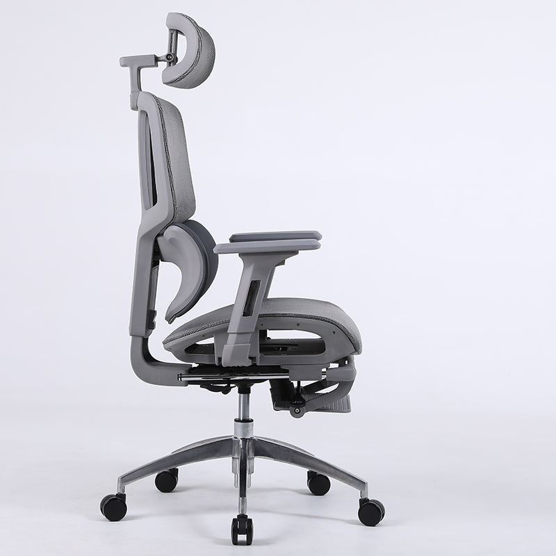 Ultimate Full Mesh Ergonomic Office Chair Adjustable Headrest & Lumbar Support Desk Chair with 4D Armrests & Footrest 160° Recline & 360° Swivel Gray High-End Chair for Home Office & Gaming