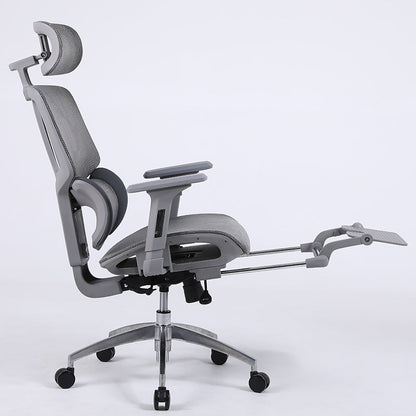 Ultimate Full Mesh Ergonomic Office Chair Adjustable Headrest & Lumbar Support Desk Chair with 4D Armrests & Footrest 160° Recline & 360° Swivel Gray High-End Chair for Home Office & Gaming