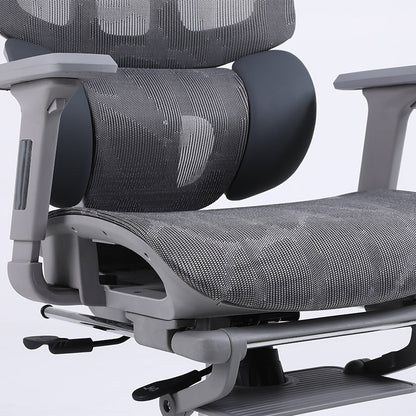 Ultimate Full Mesh Ergonomic Office Chair Adjustable Headrest & Lumbar Support Desk Chair with 4D Armrests & Footrest 160° Recline & 360° Swivel Gray High-End Chair for Home Office & Gaming