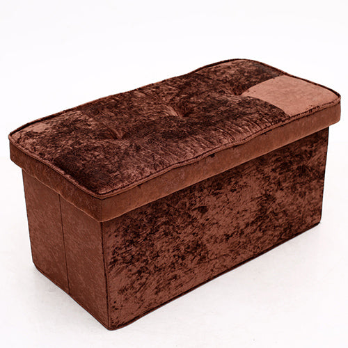 Folding Storage Ottoman Bench Footrest Shoe Changing Stool Velvet Upholstered Footstool with Lift Top Lid for Living Room Bedroom Entryway