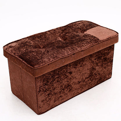 Folding Storage Ottoman Bench Footrest Shoe Changing Stool Velvet Upholstered Footstool with Lift Top Lid for Living Room Bedroom Entryway