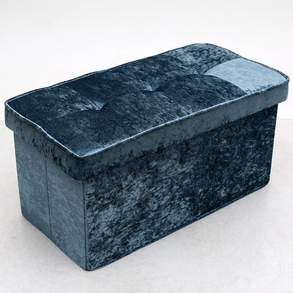 Folding Storage Ottoman Bench Footrest Shoe Changing Stool Velvet Upholstered Footstool with Lift Top Lid for Living Room Bedroom Entryway
