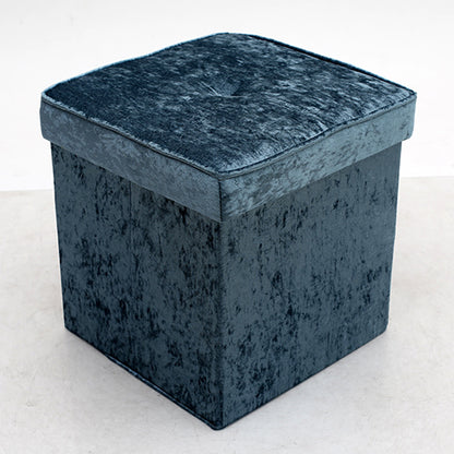 Folding Storage Ottoman Bench Footrest Shoe Changing Stool Velvet Upholstered Footstool with Lift Top Lid for Living Room Bedroom Entryway