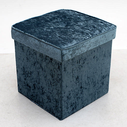 Folding Storage Ottoman Bench Footrest Shoe Changing Stool Velvet Upholstered Footstool with Lift Top Lid for Living Room Bedroom Entryway