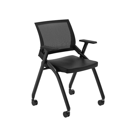 Office Chair Mesh Back with Casters and Armrests Ergonomic Stackable Training Room Chair with Black Metal Frame for Classroom Conference Room and Office Meeting