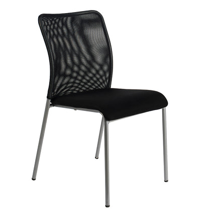 Office Chair Mesh Back Fabric Seat with Silver Metal Frame Ergonomic Stackable Conference Room Chair for Reception Meeting Room and Home Office
