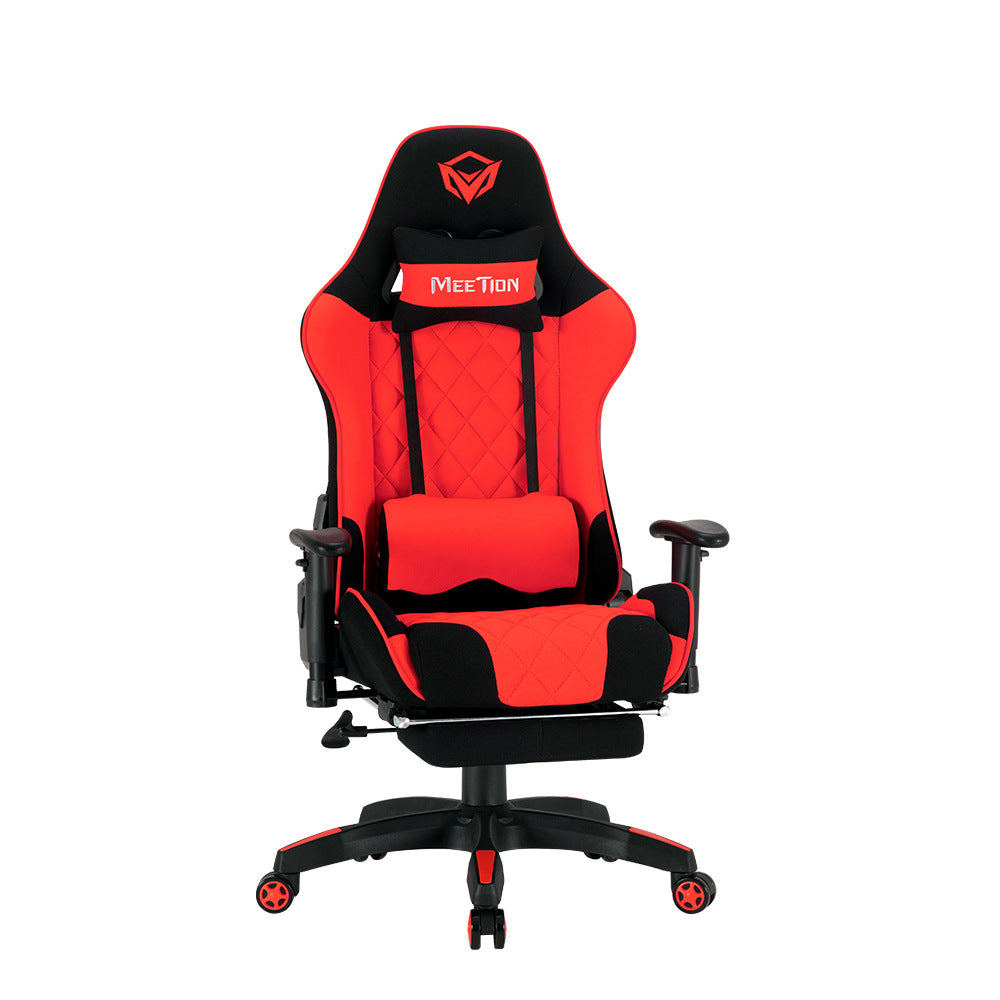 MEETION Fabric Gaming Chair Racing-Style Ergonomic Reclining Chair with Footrest & Lumbar Support
