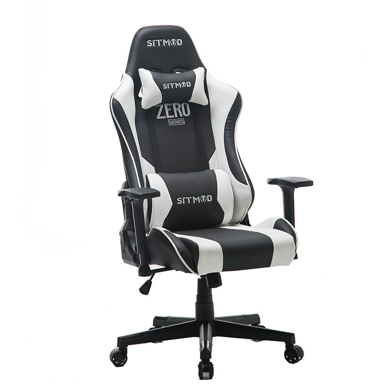 MUSSO ZERO Series Black-White Gaming Chair Headrest Adjustable Arms Sturdy Base Ergonomic Support for Extended Gaming & Office Work Sessions